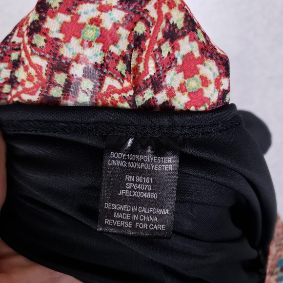 BeBop Geometric Print Dress XL Multicolor 3/4 Sleeve Elastic Waist Boho - Picture 9 of 9